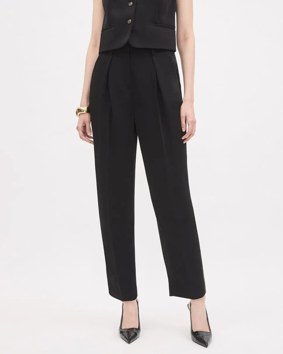 Barrel-Leg High-Rise Satin Pant