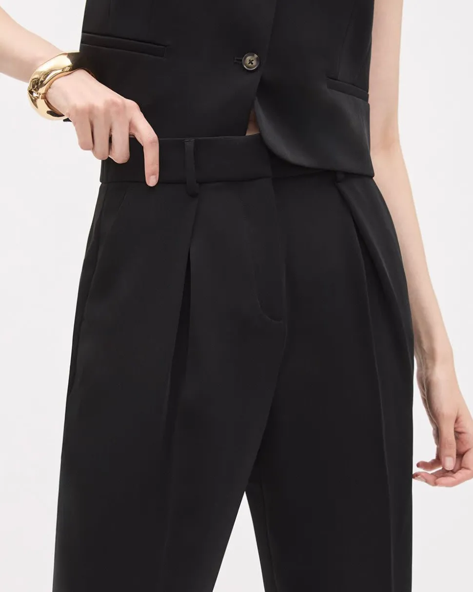 Barrel-Leg High-Rise Satin Pant