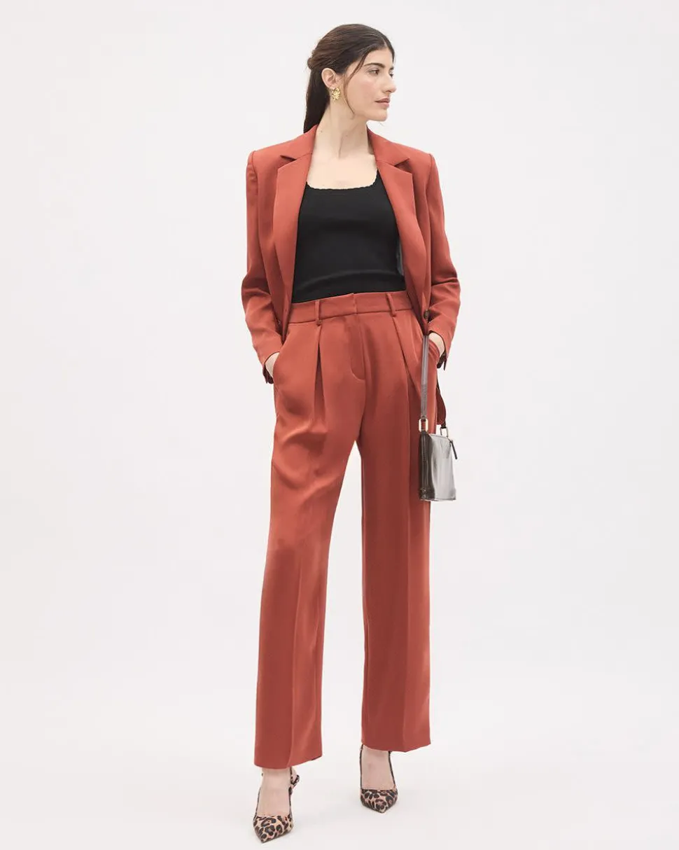 Barrel-Leg High-Rise Satin Pant