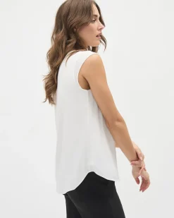 Basic Silky Crepe Cap Sleeve Blouse