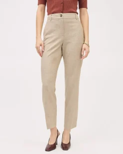 Beige Straight-Leg High-Rise Pant