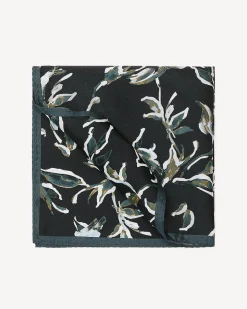 Black Handkerchief with Foliage Pattern