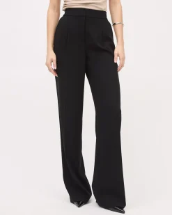 Black High-Rise Wide-Leg Crepe Pant