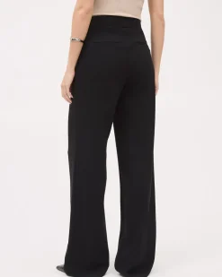 Black High-Rise Wide-Leg Crepe Pant