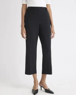 Black Mid-Rise Straight-Leg Cropped Pant