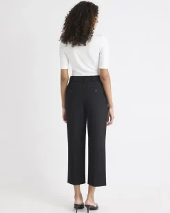 Black Mid-Rise Straight-Leg Cropped Pant