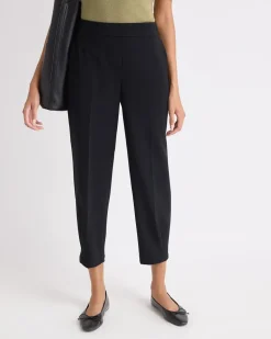 Black Mid-Rise Tapered-Leg Flowy Jogger Pant
