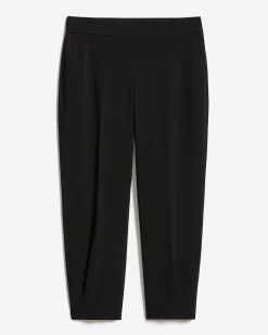 Black Mid-Rise Tapered-Leg Flowy Jogger Pant