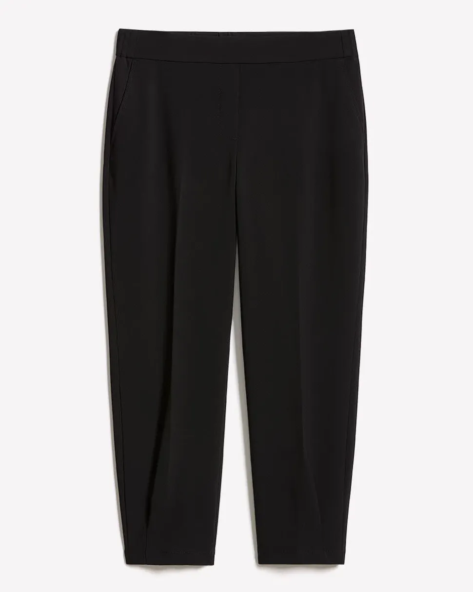 Black Mid-Rise Tapered-Leg Flowy Jogger Pant