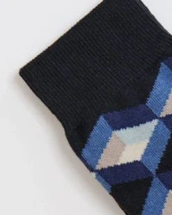 Black Socks with Geometric Pattern