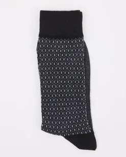 Black Socks with Geometric Pattern