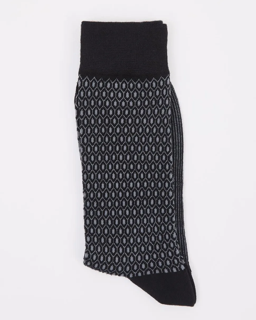 Black Socks with Geometric Pattern
