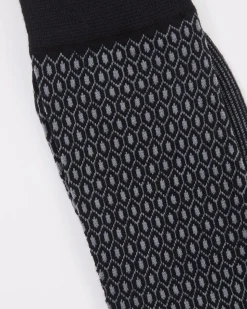 Black Socks with Geometric Pattern