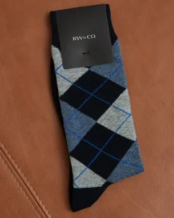 Blue Argyle Dress Socks