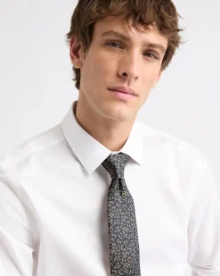 Blue Regular Tie with Floral Pattern