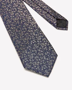 Blue Regular Tie with Floral Pattern
