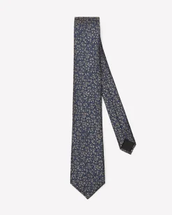 Blue Regular Tie with Floral Pattern