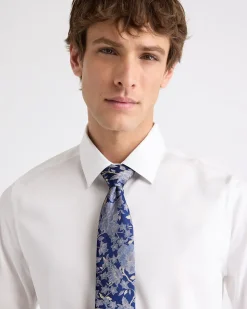 Blue Regular Tie with Floral Pattern