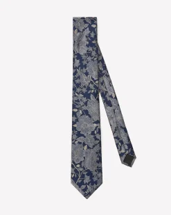 Blue Regular Tie with Floral Pattern