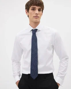 Blue Regular Tie with Floral Pattern