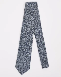 Blue Regular Tie with Foliage Pattern