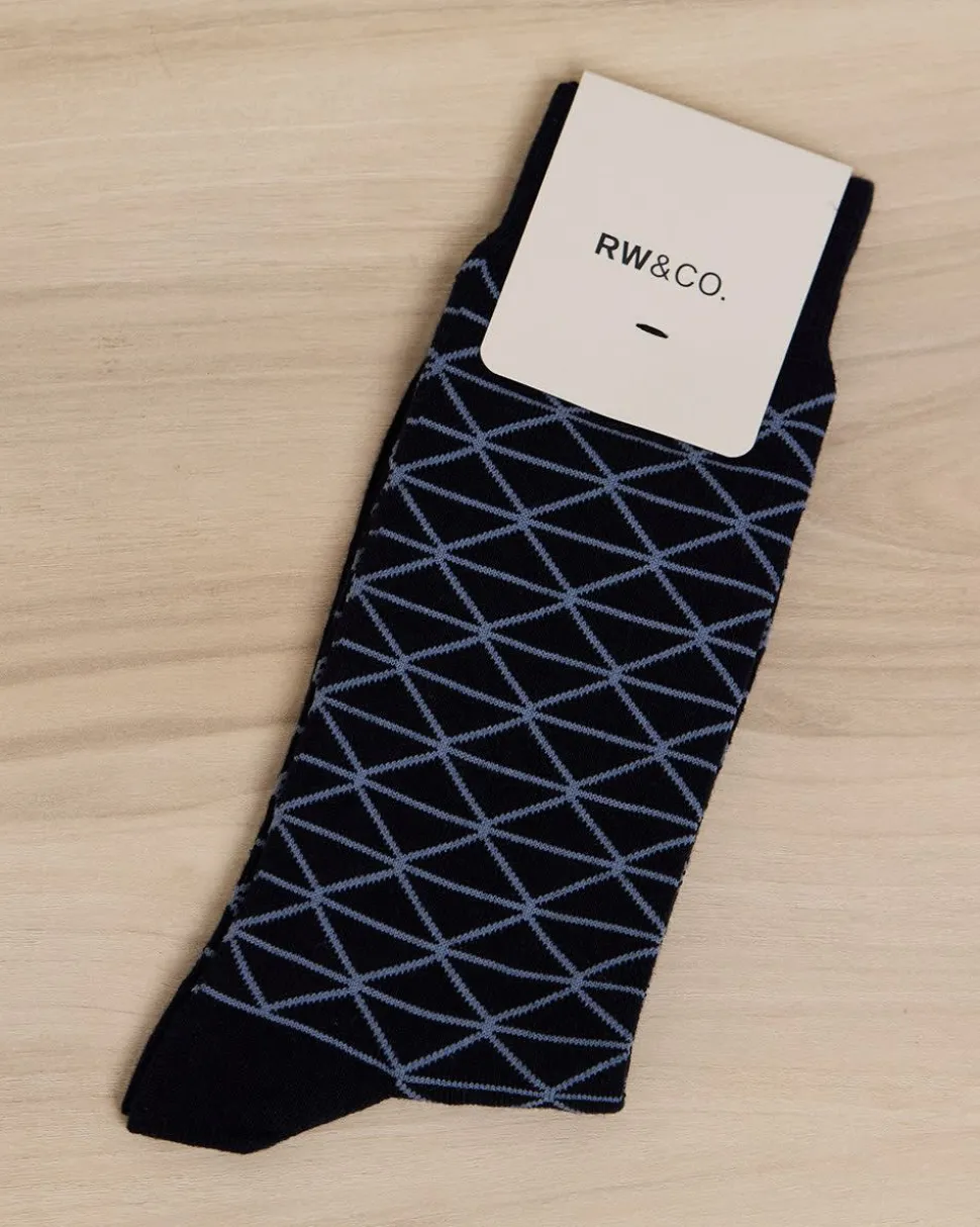 Blue Socks with Geometric Pattern