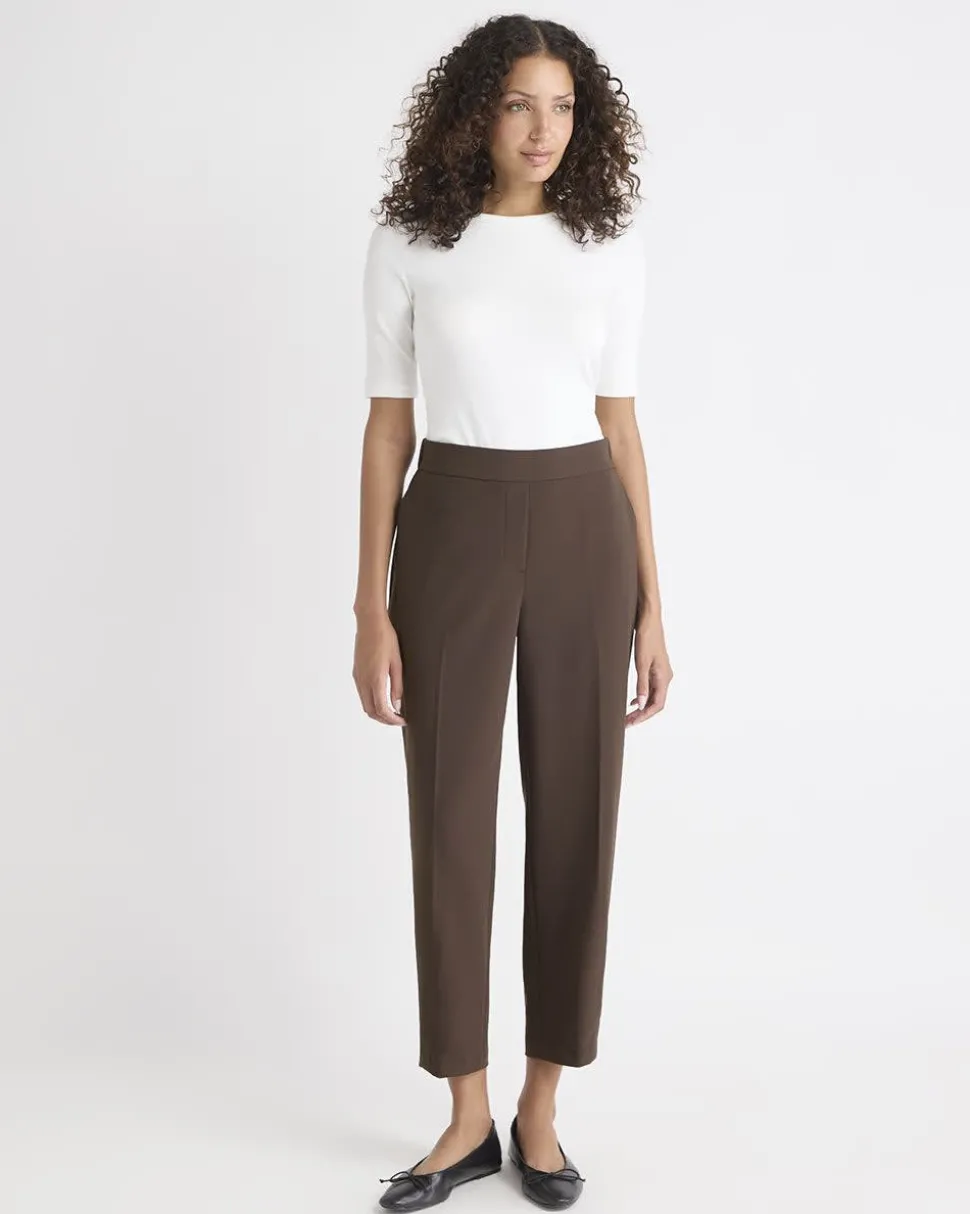 Brown Mid-Rise Tapered-Leg Flowy Jogger Pant