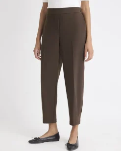 Brown Mid-Rise Tapered-Leg Flowy Jogger Pant