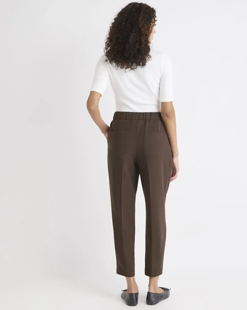 Brown Mid-Rise Tapered-Leg Flowy Jogger Pant