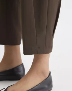 Brown Mid-Rise Tapered-Leg Flowy Jogger Pant