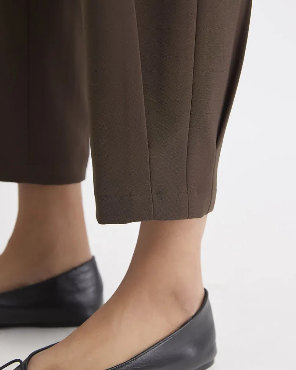 Brown Mid-Rise Tapered-Leg Flowy Jogger Pant