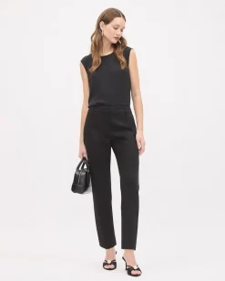 Cap-Sleeve Crew-Neck Blouse