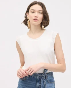 Cap-Sleeve Crew-Neck Blouse