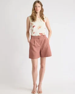 Cap-Sleeve Crew-Neck Blouse