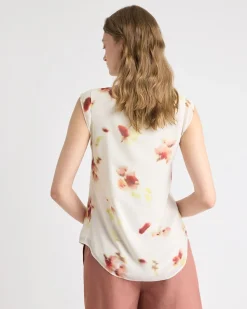 Cap-Sleeve Crew-Neck Blouse