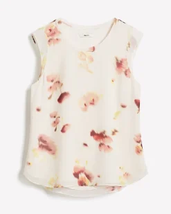 Cap-Sleeve Crew-Neck Blouse