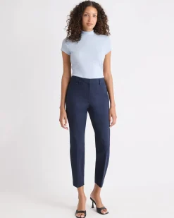 Cap-Sleeve Mock-Neck Ribbed Top