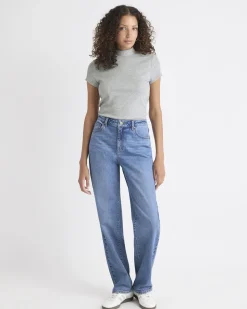 Cap-Sleeve Mock-Neck Ribbed Top