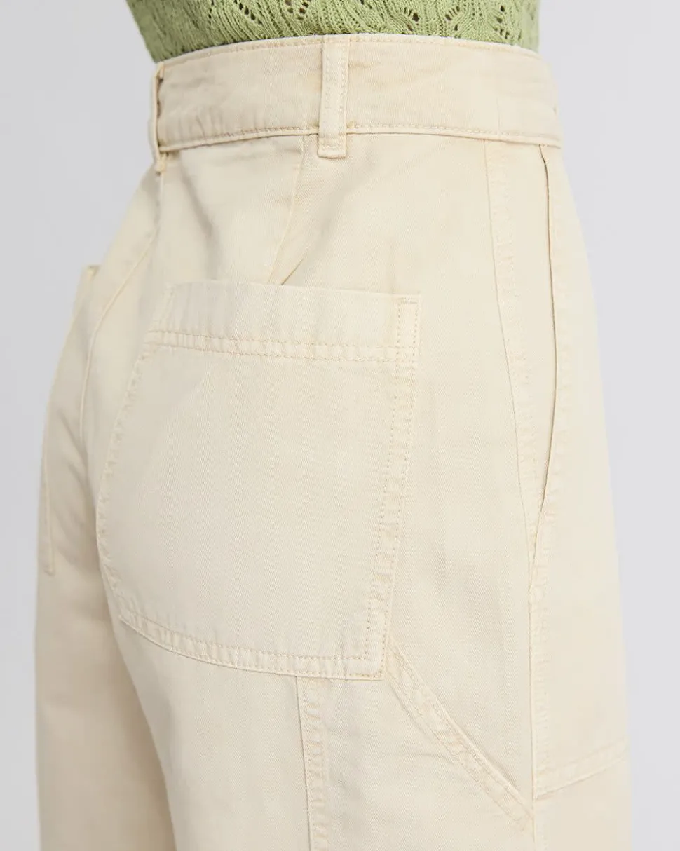 Cotton and Linen High-Rise Wide-Leg Pant