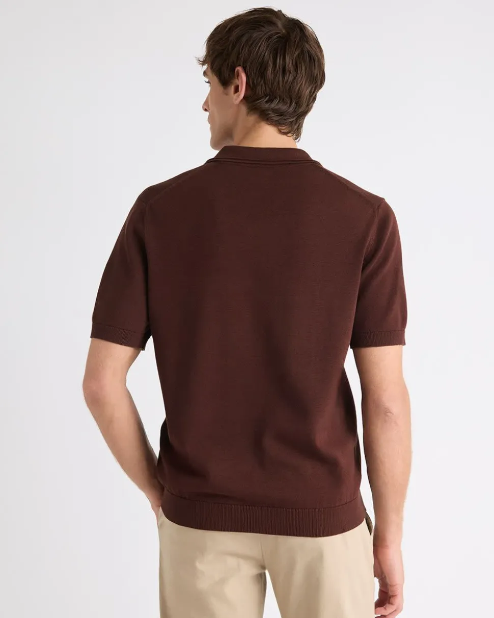 Cotton Short-Sleeve Polo with Johnny Collar