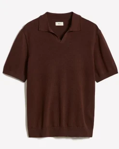 Cotton Short-Sleeve Polo with Johnny Collar