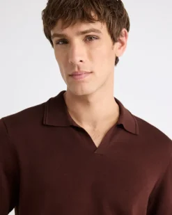 Cotton Short-Sleeve Polo with Johnny Collar