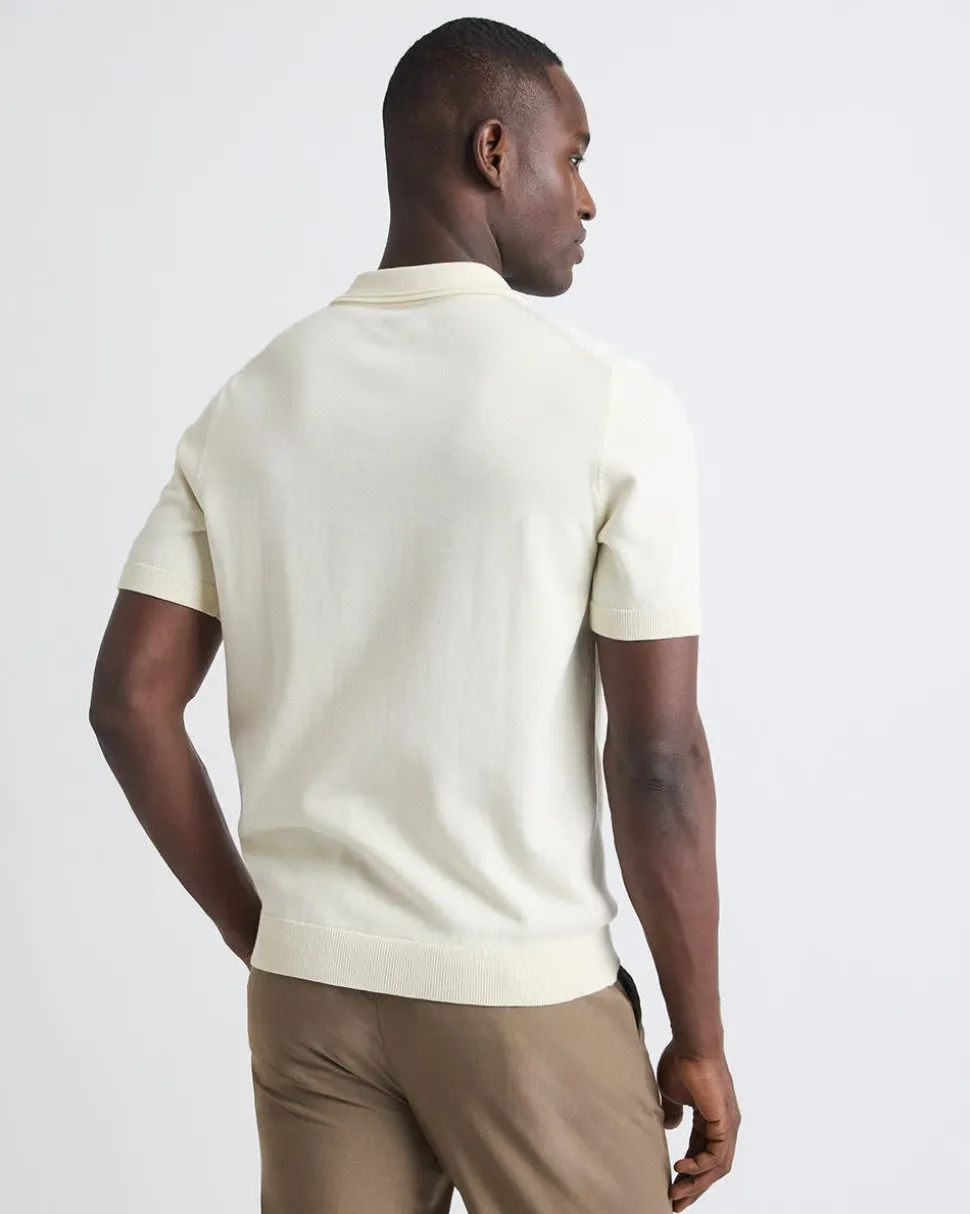 Cotton Short-Sleeve Polo with Johnny Collar