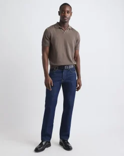 Cotton Short-Sleeve Polo with Johnny Collar