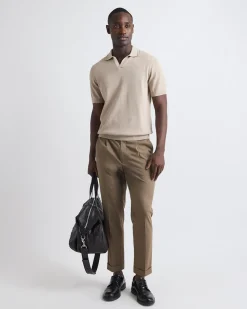Cotton Short-Sleeve Polo with Johnny Collar