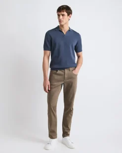 Cotton Short-Sleeve Polo with Johnny Collar