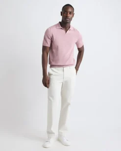 Cotton Short-Sleeve Polo with Johnny Collar
