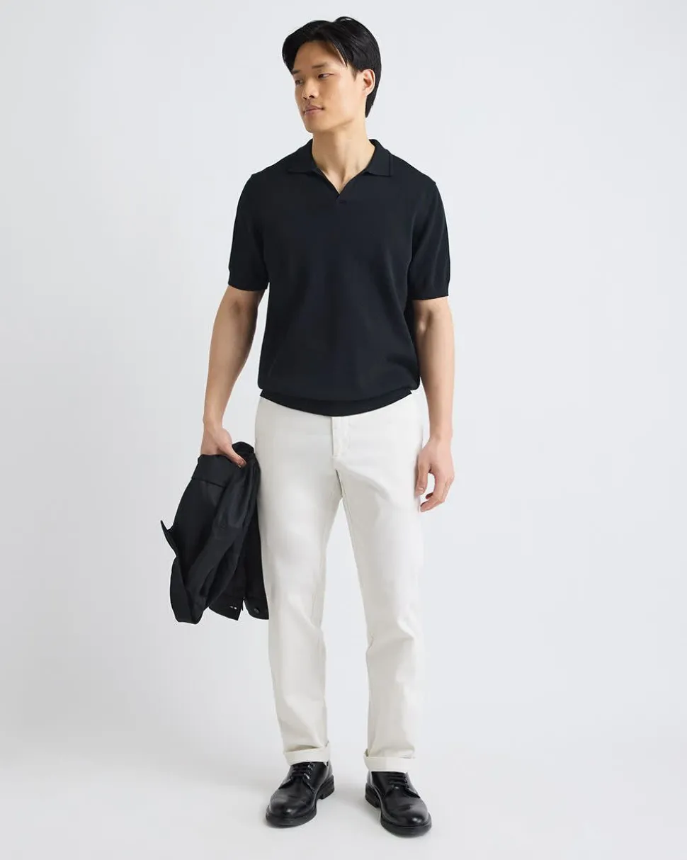 Cotton Short-Sleeve Polo with Johnny Collar