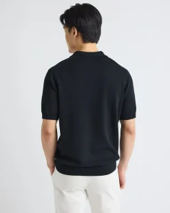Cotton Short-Sleeve Polo with Johnny Collar