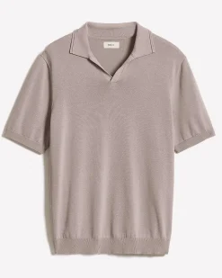 Cotton Short-Sleeve Polo with Johnny Collar